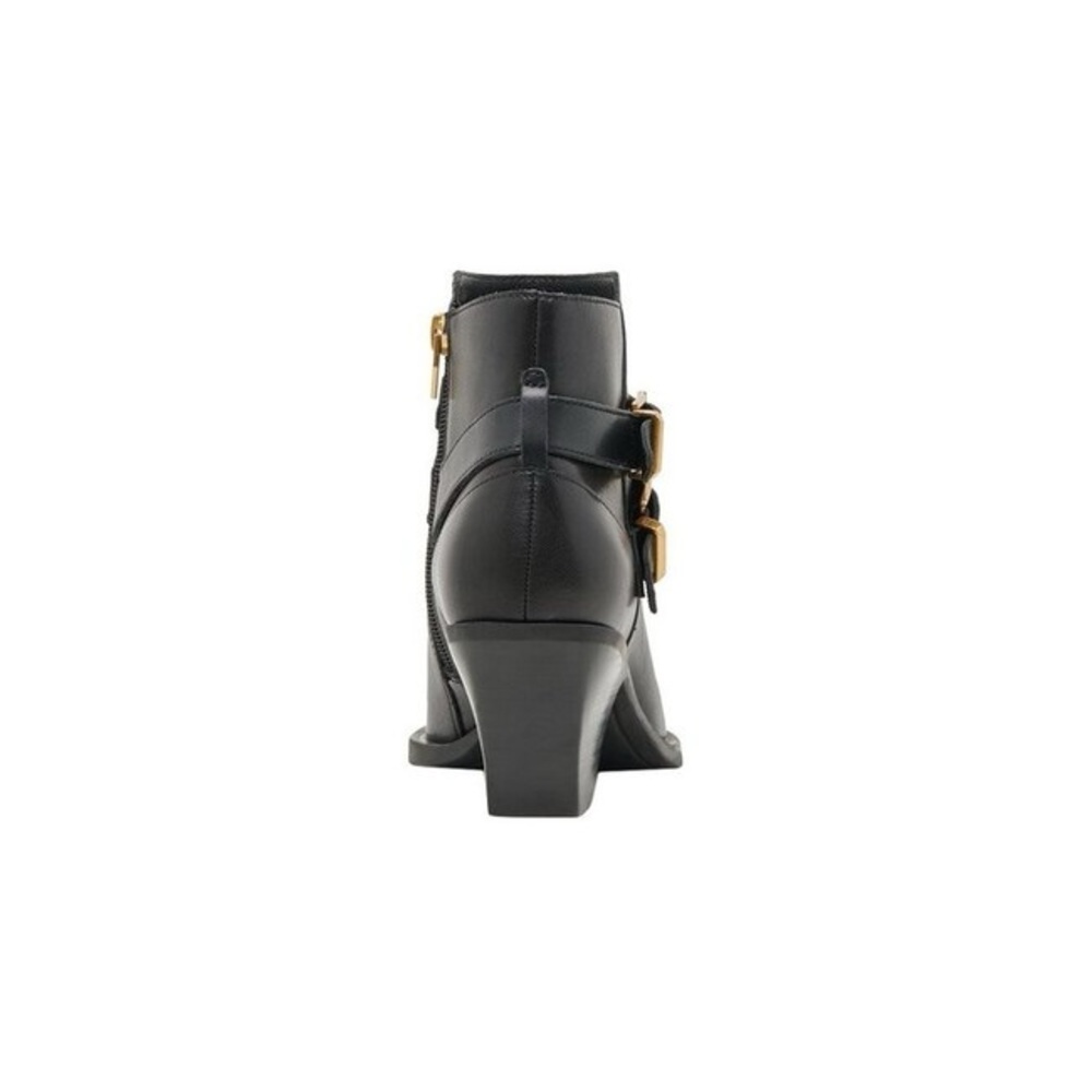 Dolce Vita Black Leather Ankle Boots with Gold Buckles - Picture 4 of 7